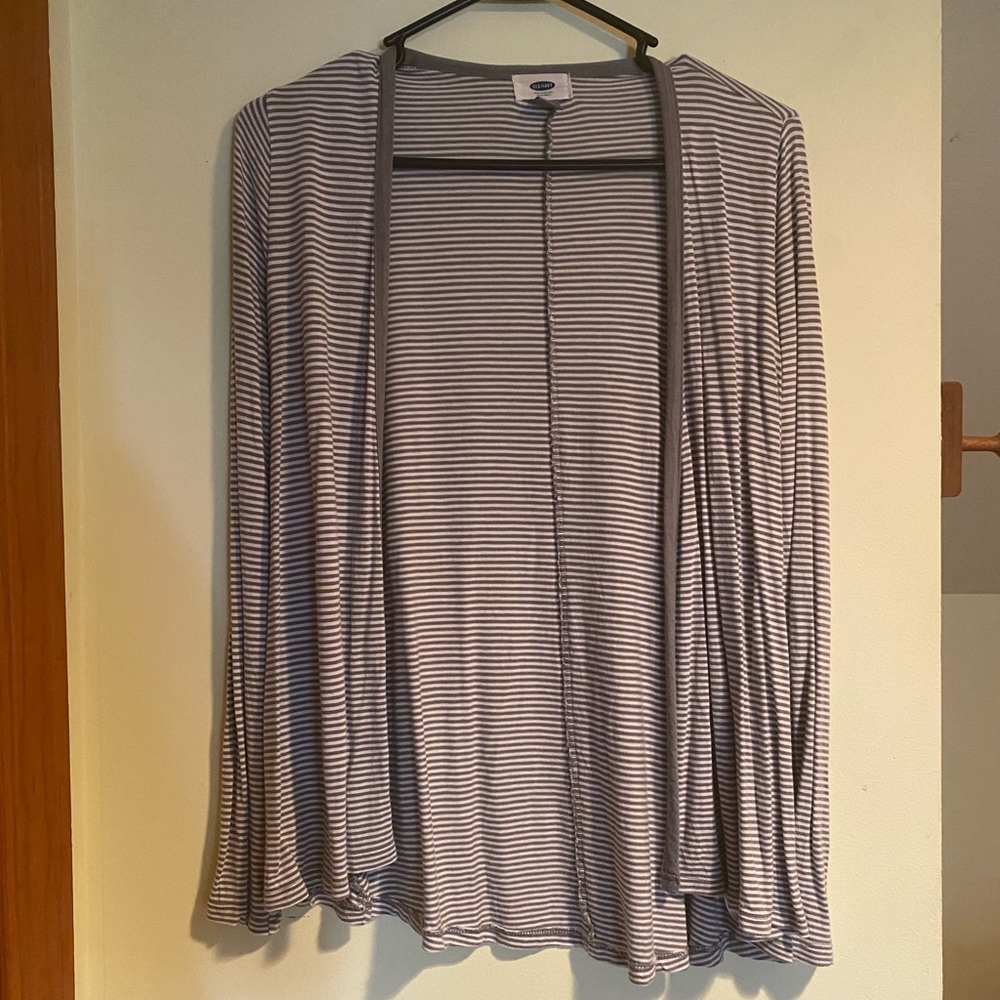 Grey Striped Old Navy lightweight Cardigan
